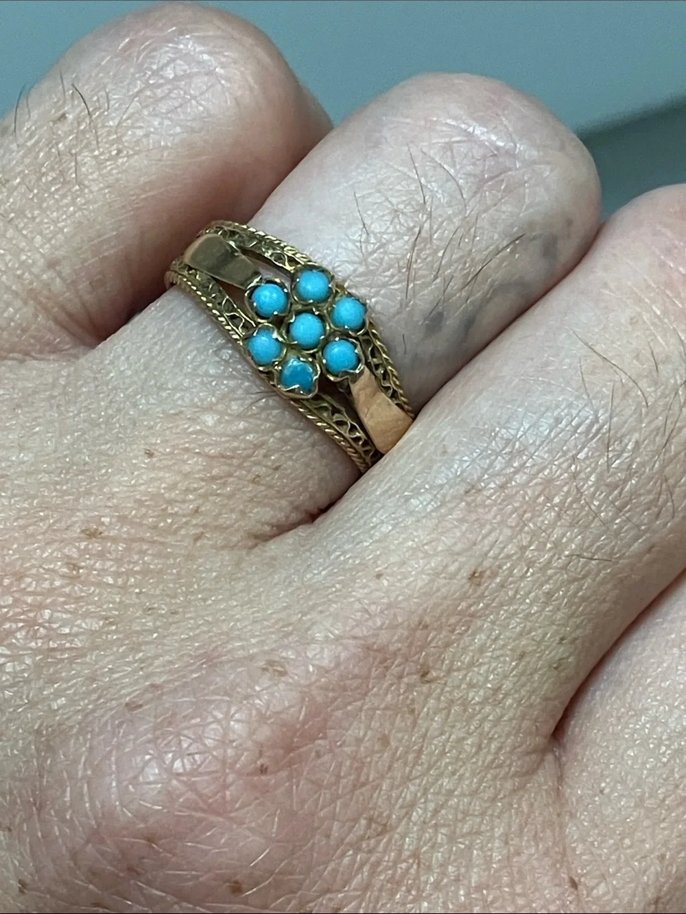 15K Gold Victorian Turquoise ring - Picture 12 of 17